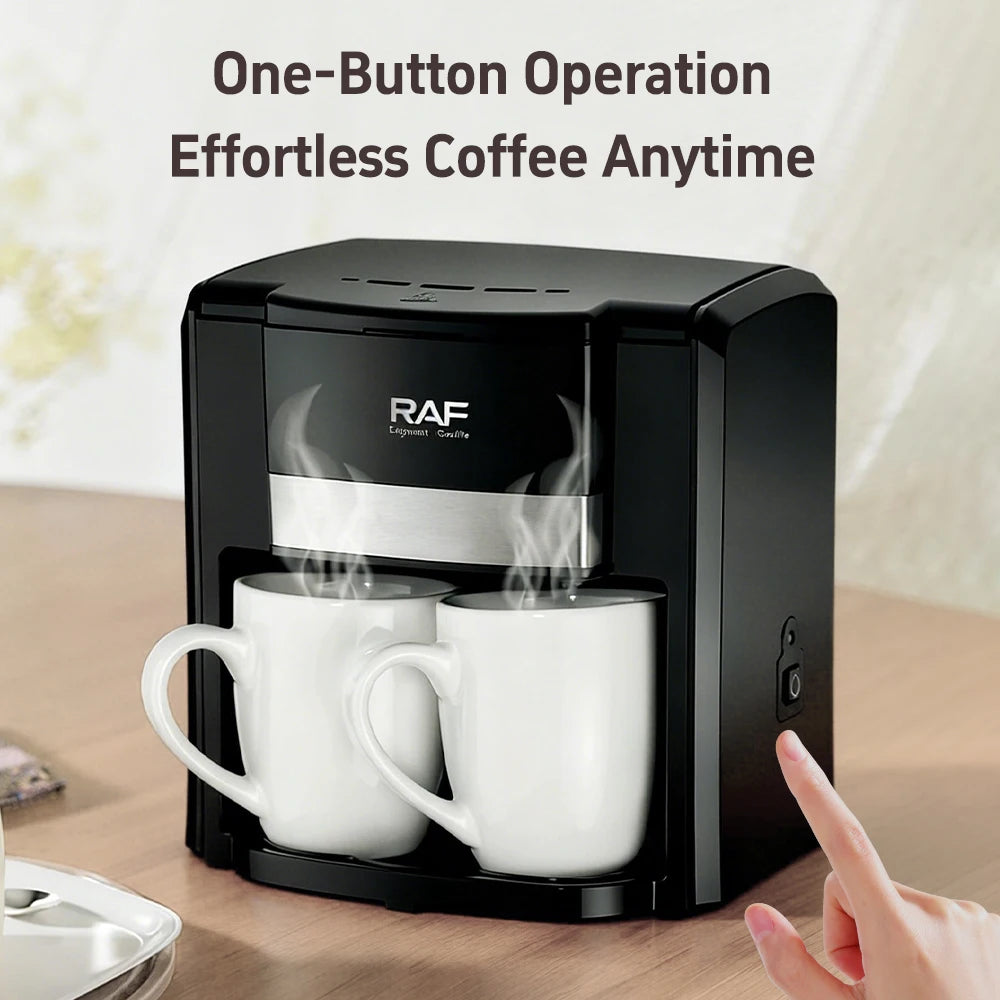 Home Use Small Semi-Automatic Coffee Machine American Drip Coffee Maker Double Cup Automatic Moka Pot