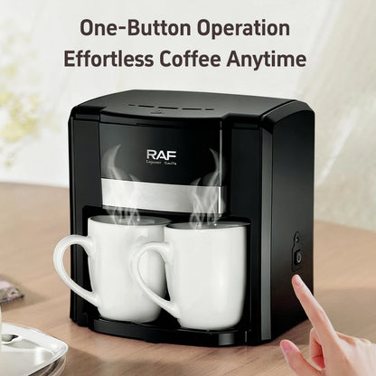 Home Use Small Semi-Automatic Coffee Machine American Drip Coffee Maker Double Cup Automatic Moka Pot