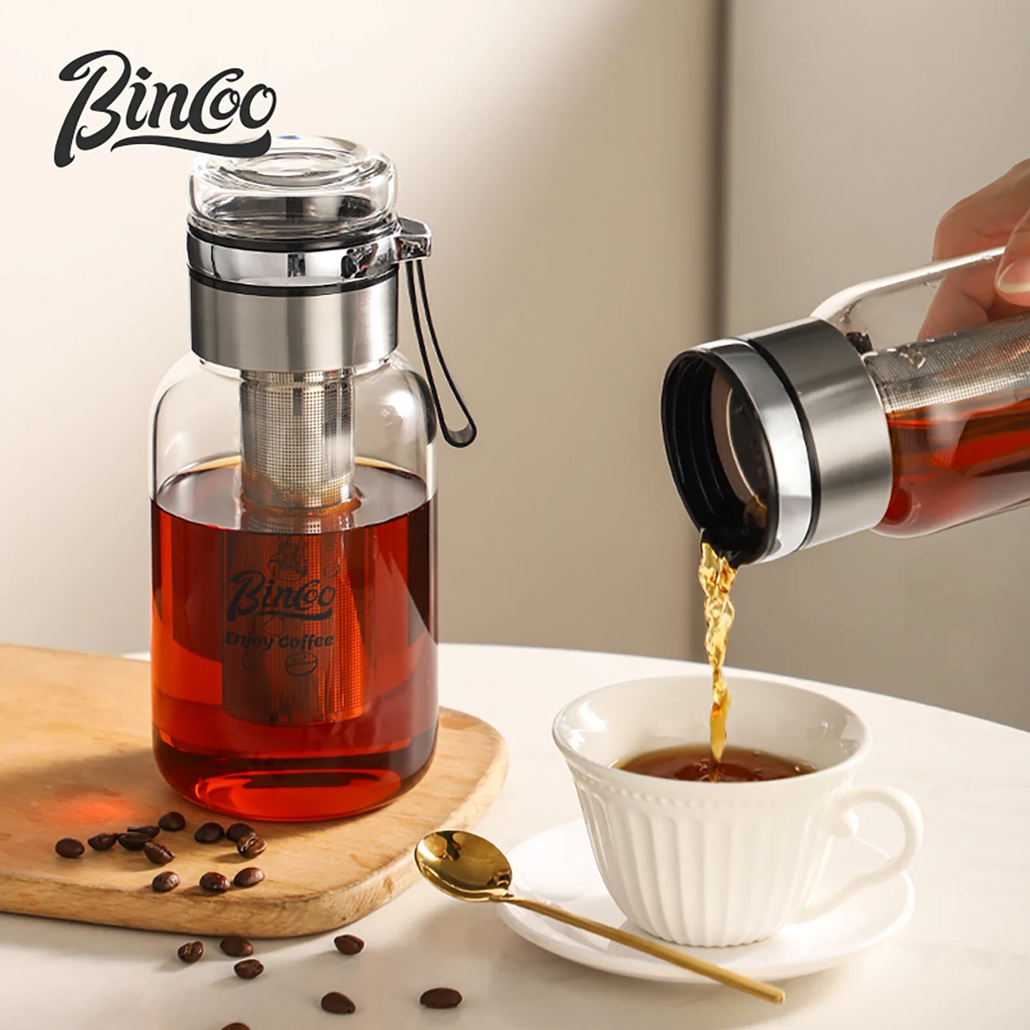 Bincoo Cold Brew Iced Coffee Maker Iced Coffee Maker Tea Infuser Airtight Cold Brew Pitcher Coffee Accessories Cold Brew System