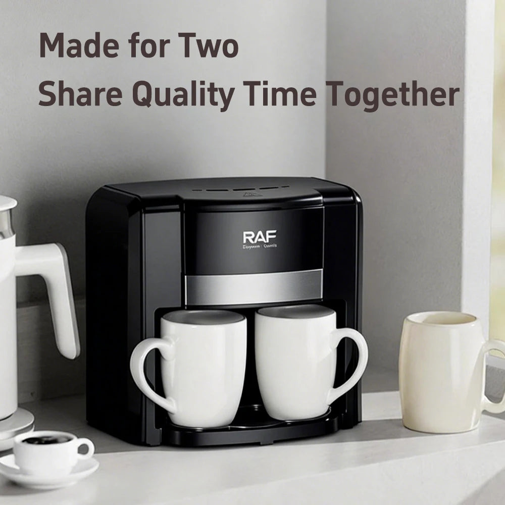Home Use Small Semi-Automatic Coffee Machine American Drip Coffee Maker Double Cup Automatic Moka Pot