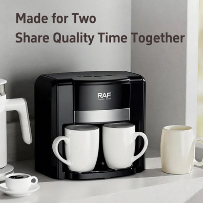 Home Use Small Semi-Automatic Coffee Machine American Drip Coffee Maker Double Cup Automatic Moka Pot
