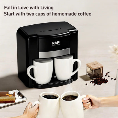 Home Use Small Semi-Automatic Coffee Machine American Drip Coffee Maker Double Cup Automatic Moka Pot