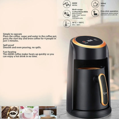 Turkish Coffee Machine 600W Anti Overflow 300ML Visible Turkish Coffee Maker 4 Cup for Home  Turkish Coffee Machine