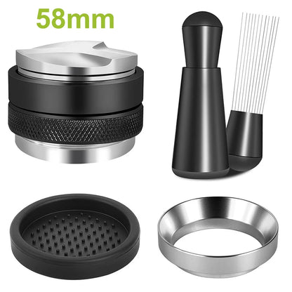 Coffee Enthusiast Set, 5PC Espresso Kit with Distributor, Tamper Leveler, WDT Tool, and Dosing Funnel, Suitable for 51/53/58 mm